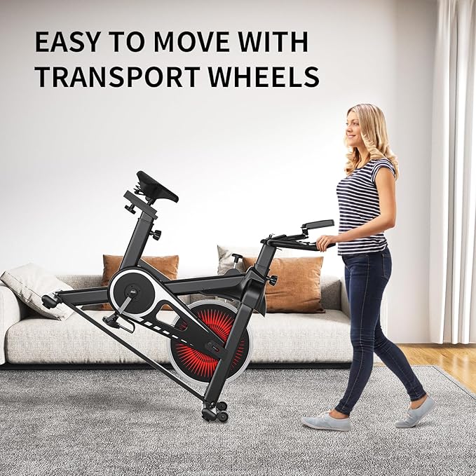 Exercise Bike,Adjustable Resistance Indoor Cycling Bike for Home Exercise - Stationary Bike with Smartphone Holder, LCD Display & Heart Rate Monitor