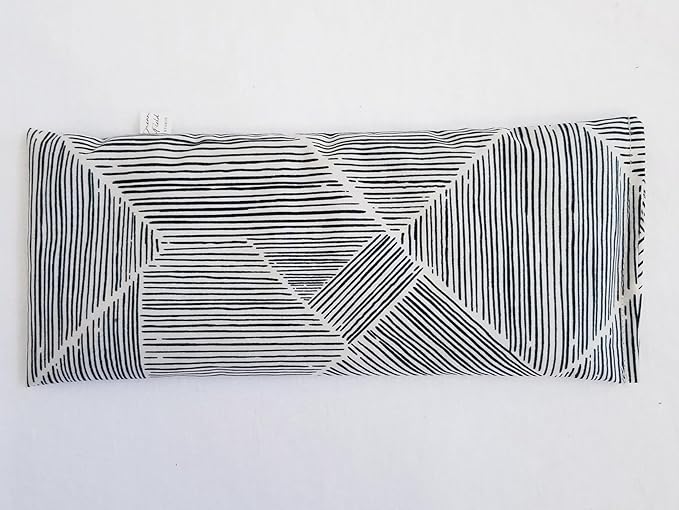 Weighted Eye Bag for Relaxation – Flax Seed Aromatherapy Pad with Eucalyptus & Peppermint – Hot or Cold Therapy – Handmade in USA - Geometric Print