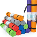 12-Pack Classic Yoga Mat With Carrying Strap, 68" x 24" Non Slip Exercise Mat, 4mm Thick Gym Mat, Bulk Non Toxic Yoga Mats for Home Workout, Schools, Classroom, and Studios