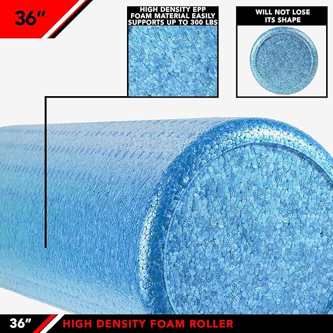 JFIT High Density Foam Roller – EPP Deep Tissue Massage Roller for Muscle Recovery, Myofascial Release & Stretching
