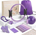 Pilates Essentials Kit-Home Pilates kit for Women with Pilates Ring and Ball,5 Resistance Bands for Beginners-Train Muscles, Flexibility & Core Strength