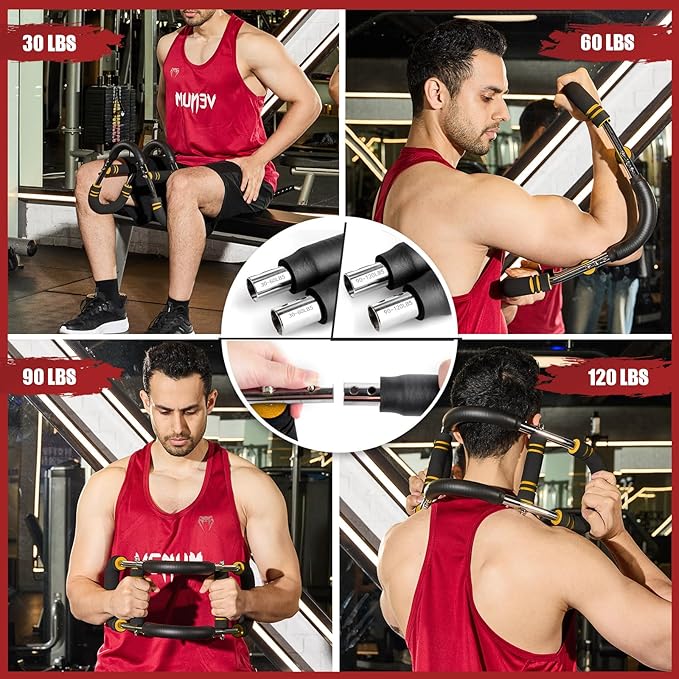Twister Arm Trainer, 30-120 lbs Adjustable Twister Arm Chest Exerciser with 4 Spring & Poster for Men & Women, Detachable Power Twister Home Fitness Equipment for Enhancing Upper Body Muscle