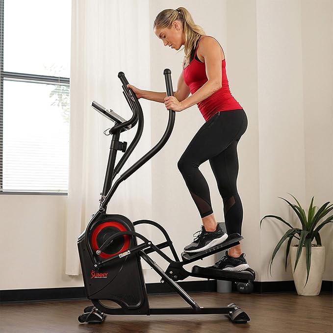 Sunny Health & Fitness Cardio Climber Stepping Elliptical Exercise Machine for Home with 8 Levels of Magnetic Resistance, Performance Monitor, Full Body Workout