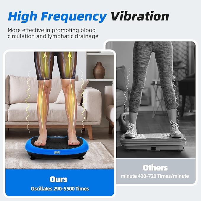 Fitvids Vibration Plate Exercise Machine Workout Vibration Fitness Platform with Resistance Loops and Resistance Band,Various Sizes