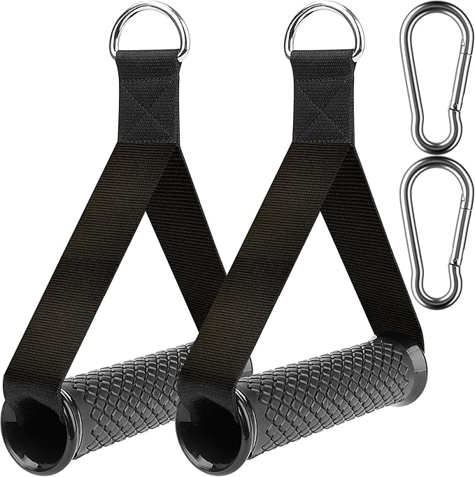 Ultra Heavy Duty Exercise Handles, Cable Handles Gym Equipment Attachment, Double D-Ring Grips, Encrypted Webbing, Design Non-Slip Comfort Grips