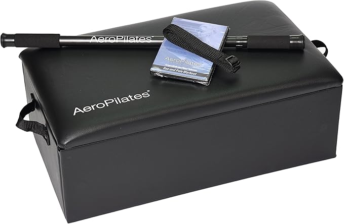 AeroPilates Box & Pole – Pilates Reformer Accessory for Strength, Balance & Flexibility – Includes Adjustable Support Pole, Strap & Instructional Workout Video – Compatible with All Pilates Reformers