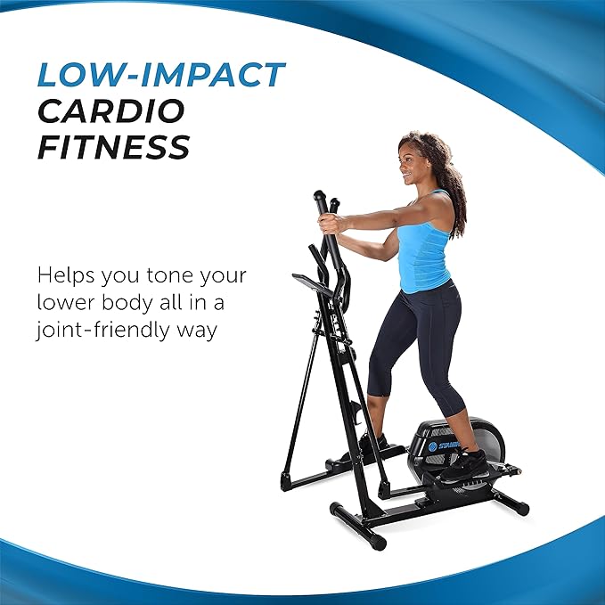 Stamina Elliptical Training Machine with Smart Workout App - Compact Standing Elliptical Machine for Home Workout - Up to 250 lbs Weight Capacity