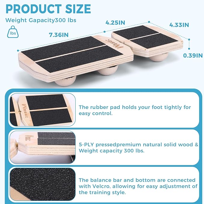 Ankle Balance Board, Non-Slip Strengthener Wood Wobble Board for Sprained, Posture Correction - Home Stability Exercises Balance Board