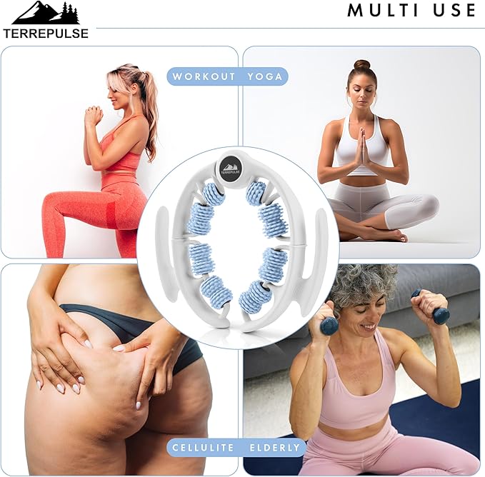 Anti Cellulite Roller & Lymphatic Drainage Massager | Deep Tissue Fascia Blaster & Muscle Roller | Tool for Sore Arms, Legs, Shoulders, Stomach & Buttocks (Blue)