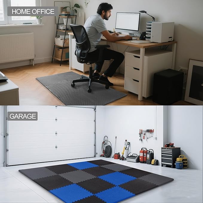 Elevon Puzzle Exercise Gym Flooring Mat, EVA Interlocking Foam Tiles Workout Mat for Home Gym, Fitness Equipment, MMA, Gymnastics, Shock-Absorbing Exercise Mat, Multi-Color