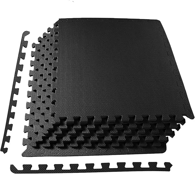 Elevon Puzzle Exercise Gym Flooring Mat, EVA Interlocking Foam Tiles Workout Mat for Home Gym, Fitness Equipment, MMA, Gymnastics, Shock-Absorbing Exercise Mat, Multi-Color