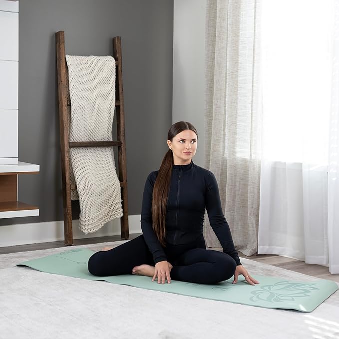 Recovery Lyfe Yoga Mat – “One Day at a Time” Engraving, Non-Slip Eco TPE, Sage Green, 72" x 24" x 6mm, Yoga & Meditation Mat for Recovery and Grounding