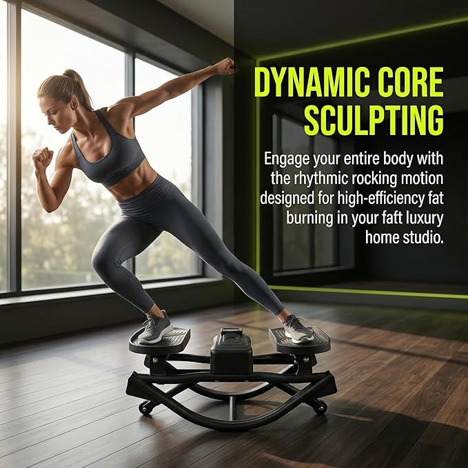 Rocking Stepper, Portable Home Fitness Rock Stepper Side to Side with Digital Display & Elastic Rope, 320LBS Capacity, Aerobic Workout for Leg & Glute Training, Home Office Apartment Use (Black)