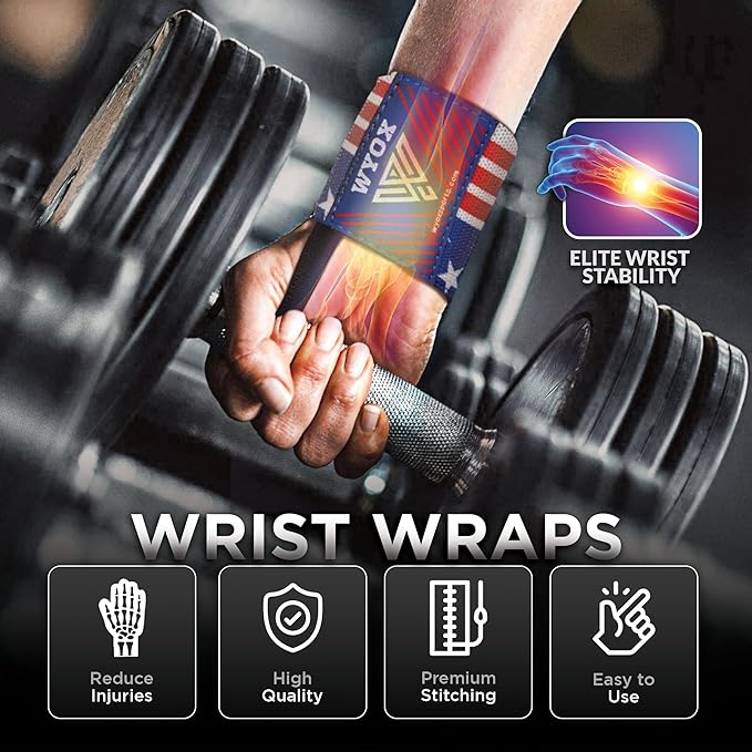 WYOX Wrist Wraps For Weight Lifting With Thumb Loop & power lifting Wrist Straps For Bench Press and Pushups Training Support and Protection Wrist Support for bodybuilding