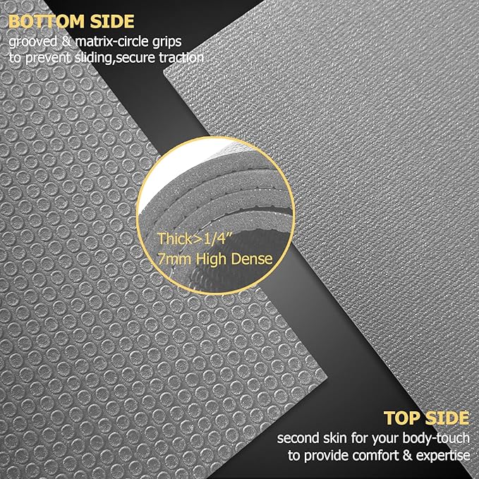 GXMMAT Large Exercise Mat 6'x4'/6'x5'/6'x6'(7mm), Thick Workout Mats for Home Gym Flooring, Extra Wide Non-Slip Durable Cardio Mat, Shoe Friendly, Perfect for Plyo, MMA, Jump Rope, Weights, Fitness