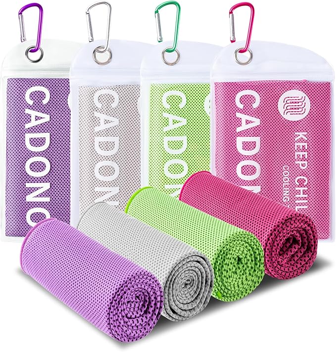 4 Pack Cooling Towel (40"x12"), Soft Breathable Chilly Towel, IceTowel, Microfiber Towels for Yoga, Sport, Running, Workout,Gym, Camping, Fitness, Workout & More Activities(Multicolor)