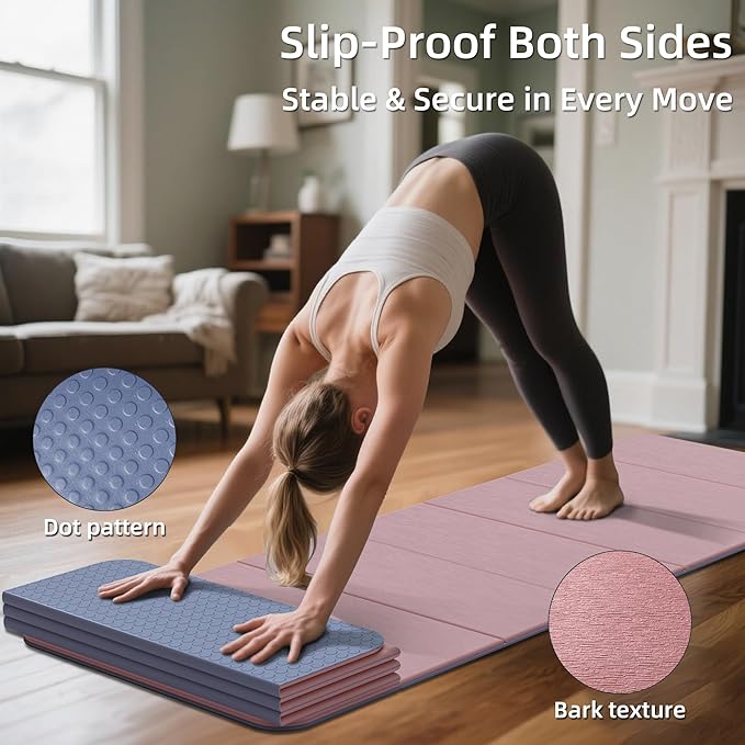 1/2 Inch Extra Thick Yoga Mat Pilates Equipment, 70"x24" Odorless Workout Mats for Home Gym, Non-slip Exercise Mats for Women Men Home Workout, Foldable Yoga Mats for Travel Camping Sleeping