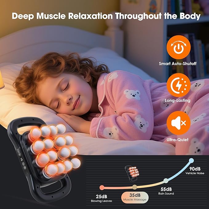 16 Head Massage Gun Set, Deep Tissue Percussion Massager, 2600mAh Electric Massage Tools with 9 Styles & Levels, Black