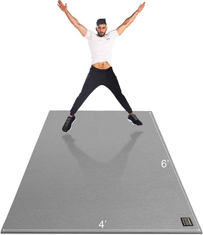 GXMMAT Large Exercise Mat 6'x4'/6'x5'/6'x6'(7mm), Thick Workout Mats for Home Gym Flooring, Extra Wide Non-Slip Durable Cardio Mat, Shoe Friendly, Perfect for Plyo, MMA, Jump Rope, Weights, Fitness