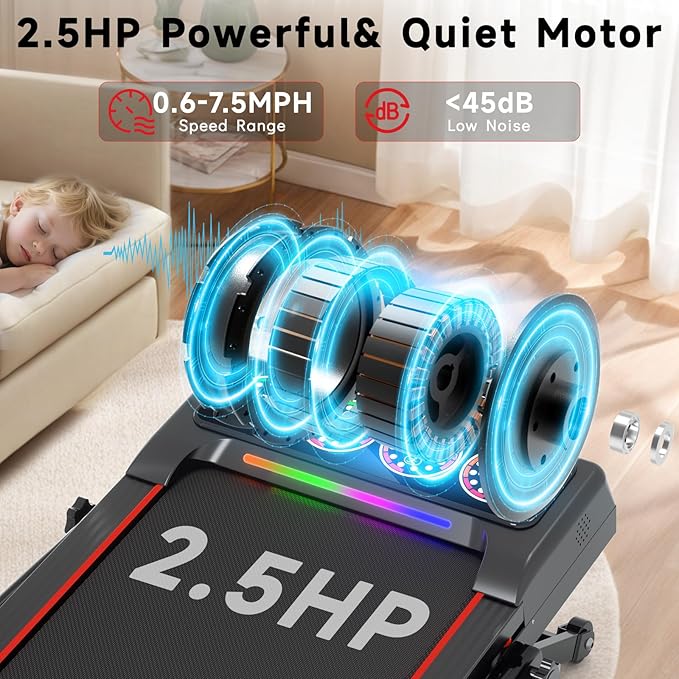 Walking Pad Treadmill with Incline and Handle Bar, 7.5MPH Under Desk Foldable Treadmill for Home Office with Remote Control