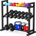 3-Tier Adjustable Dumbbell Rack, Weight Rack for Home Gym Storage, Heavy Duty Weight Stand for Dumbbells, Kettlebells & Free Weights, Space-Saving Dumbbell Rack Stand Only(Up to 450LB Capacity)