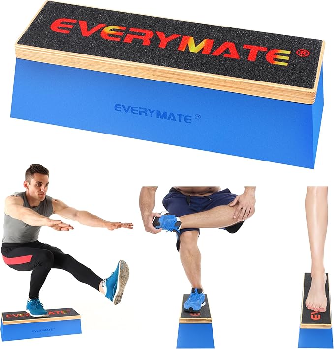 EVERYMATE Squat Block Athletic Balance Trainer for Stretching, Fitness, and Physical Therapy, Improve Balance, Stability, and Athletic Performance, Home Gym and Personal Training Equipment