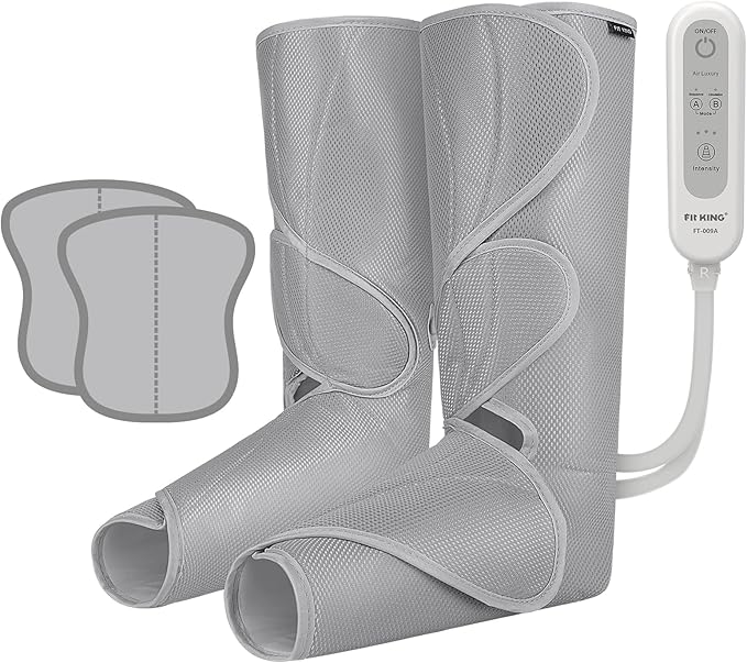 FIT KING Air Compression Leg Massager, Pneumatic Compression Boots for Circulation & Pain Relief, Swelling, Edema, RLS - Foot and Calf Massager Gift for Mom Wife