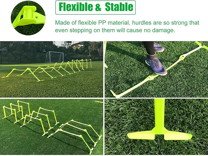 Adjustable Athletic Jumping Hurdles for Kids, Lightweight Portable Agility Speed Hurdles, Sports Workout Training Equipment Set with Carry Bag (Color : 10PCS)