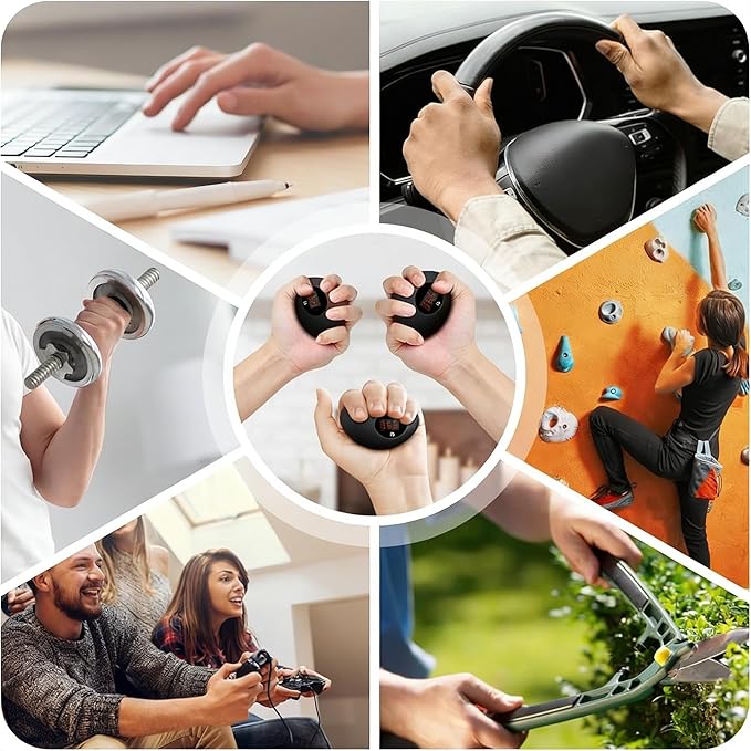 Hand Grip Strengthener, Rechargeable Digital Grip Strength Trainer with LCD Display Up to 220lbs/100kg, Silicone Hand Exercise Ball for Forearm Finger Training & Stress Relief, for Adults and Kids