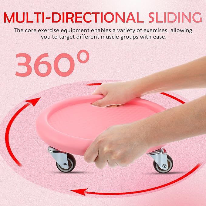 Ab Roller Board Four-wheeled Fitness Ab Roller Wheel with Mat Multi-directional Board for Home Workout Men and Women