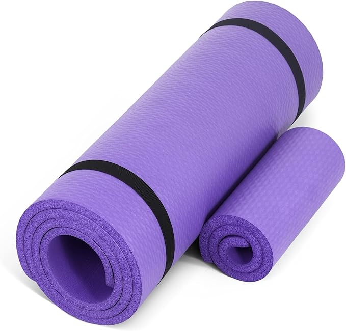 CAP Barbell 1/2-Inch High Density Exercise Yoga Mat with Strap | Multiple Options