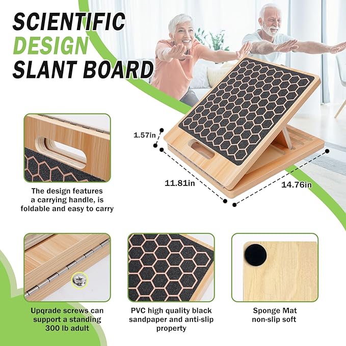 Physical Therapy Equipment, Adjustable Calf Stretcher Slant Board & Slant Board for Calf Stretching - Portable Incline Board for Leg Exercises | Athletic Training Equipment
