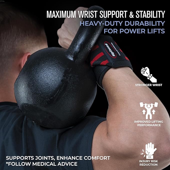 Rip Toned Wrist Wraps for Weightlifting – USPA & USAPL Approved 18" Wrist Straps for Powerlifting – Adjustable, Durable Gym Wraps with Thumb Loop – Quality Support for Men & Women