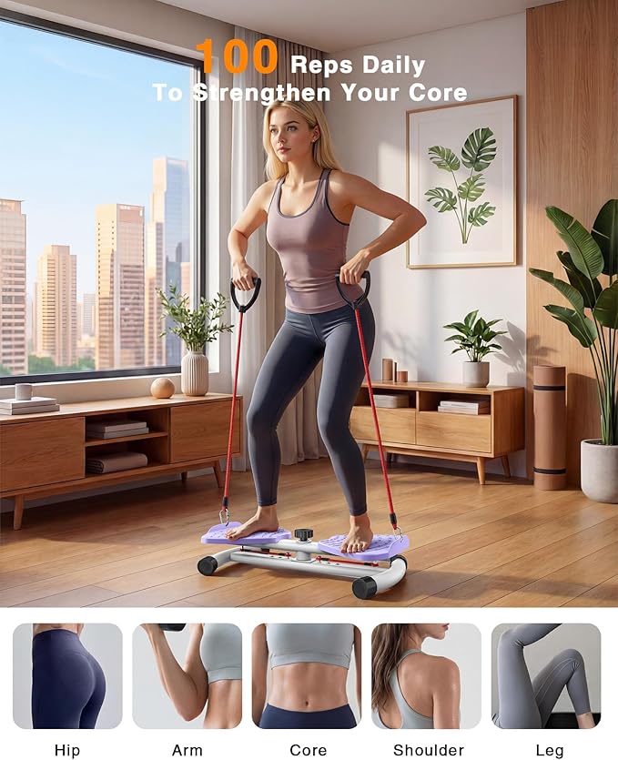 Waist Twister Machine Exercise, 326 lbs Ab Twister Board for Exercise, Home Gym, Balance Training & Fat Burning, Noiseless Workout Equipment for Women & Men - Twist Exercise Machine