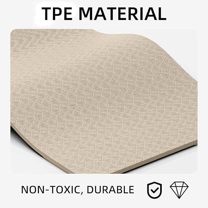 10 mm Yoga Mat 72"x26" TPE Non-Slip Exercise Mat 0.4" Thick, Easy-to-Carry Fitness Mat for Yoga, Pilates & Workout, Professional Mat, Made with Recyclable Material, Durable, Easy to Clean