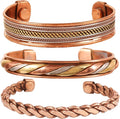 Touchstone copper bracelets | gift for men women |adjustable 100% pure solid real magnetic jewelry | handmade bracelet set combo | rope braided tibetan bangles.