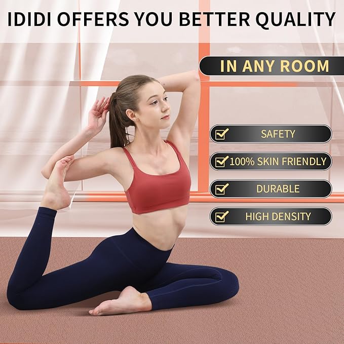 Large Yoga Mat (6'x 4') - Extra Long and Wide Workout Mat for Men and Women,Non-Slip POE 0.32''/0.4'' Thick Fitness Mat, Eco-Friendly, Thick Wide Exercise Mat for Home Workouts,Ideal for Yoga and Pilates.
