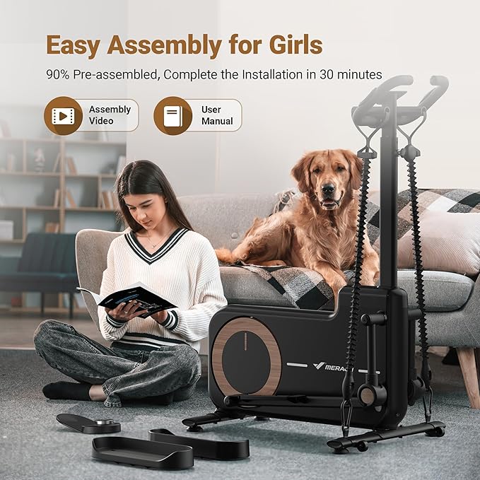 MERACH Elliptical Exercise Machine, Hyper-Quiet Magnetic Drive Elliptical Machine with 16 Resistance Levels, 330LBS Loading Capacity, Compact Elliptical Training Machines with MERACH App, E19
