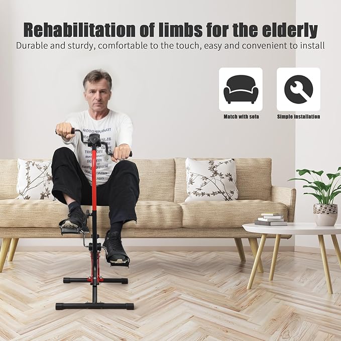 Pedal Exerciser Bike for Physical Therapy,Hand Arm Leg Knee Peddler,Adjustable Knee Bike for Seniors,Rehabilitation Machine Elderly Home Exercise Bikes for Total Body, with Gift Box & Monitor