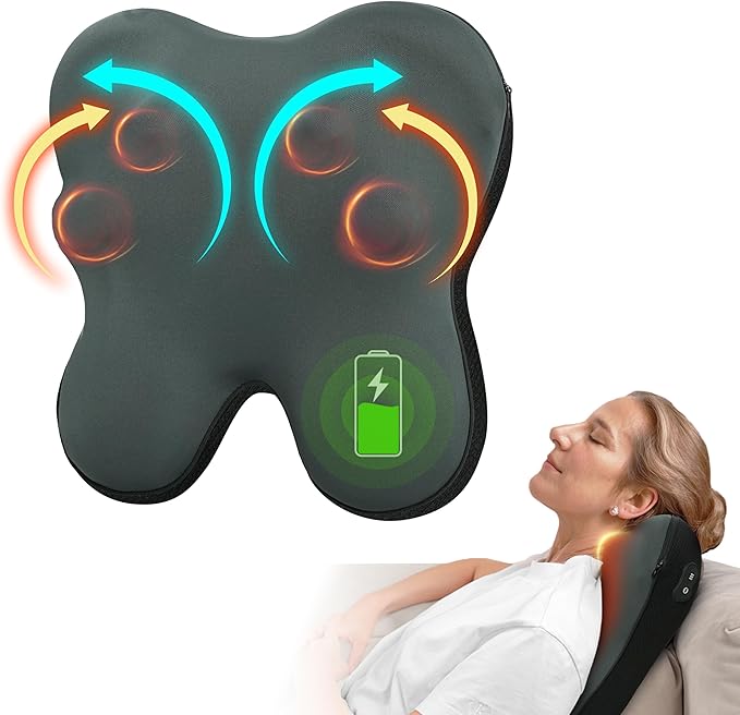Cordless Back Massager FSA Eligible HSA, Shiatsu Neck Massager with Heat for Muscle Pain Relief, Kneading Massage Pillow for Neck, Back, Shoulder, Birthday Day Gifts for Women Men
