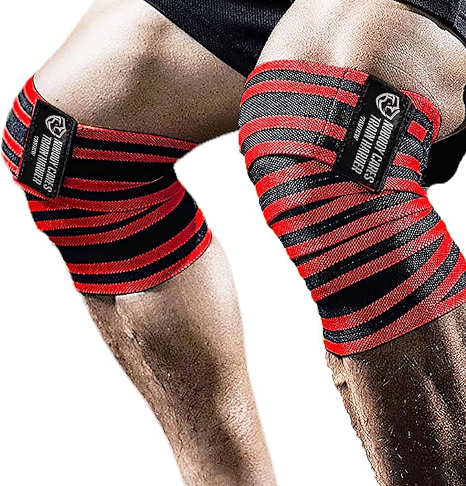 TAVIEW Knee Wraps (1 Pair), Knee Support for Squats, Weightlifting, Powerlifting, Leg Press, and Cross Training - Flexible 72 inch for Men & Women
