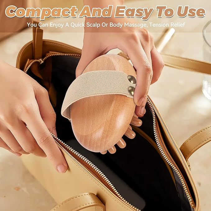 Wood Therapy Massage Tools - 2-Pack Wooden Meridian Massage Brush for Cellulite, Lymphatic, Drainage, Massage Brush for Belly Muscle Pain Relief & Body Shaping