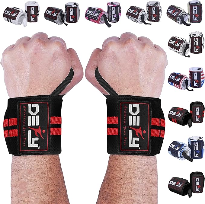 DEFY Fitness Wrist Wraps 18" Professional with Thumb Loops- Premium Quality, Strong Fastening Straps- Men & Women – Best for Weightlifting, Powerlifting,Strength Training