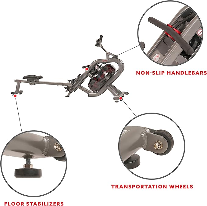 Sunny Health & Fitness AquaStrive Series Smart Water Rower, 300LB Capacity Plus Dynamic Hydro Resistance for Home Cardio Workout, Free SunnyFit Training App Connection