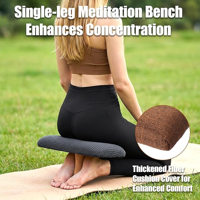 Meditation Bench - Yoga Bench,Wooden Zen Meditation Stool Kneeling Bench for Mindfulness Practice Tea Ceremony and Relaxation Ergonomic Design for Comfort and Support Househol (Blue)