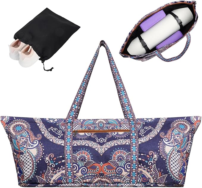 Yoga Mat Bag Yoga Mat Carrier with Shoes Compartment & Wet Pocket Pilates Bag with Zipper Pockets & Yoga Mat Holder Strap Yoga Bags and Carriers Fits All Your Stuff