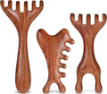 3 Pack Wooden Massager Comb Gua Sha Scraping Massages 6 Claws Meridian Massager Double Head Massage Rake Foot Massagers Tools with Long Handle for Head Neck Back Legs Feet