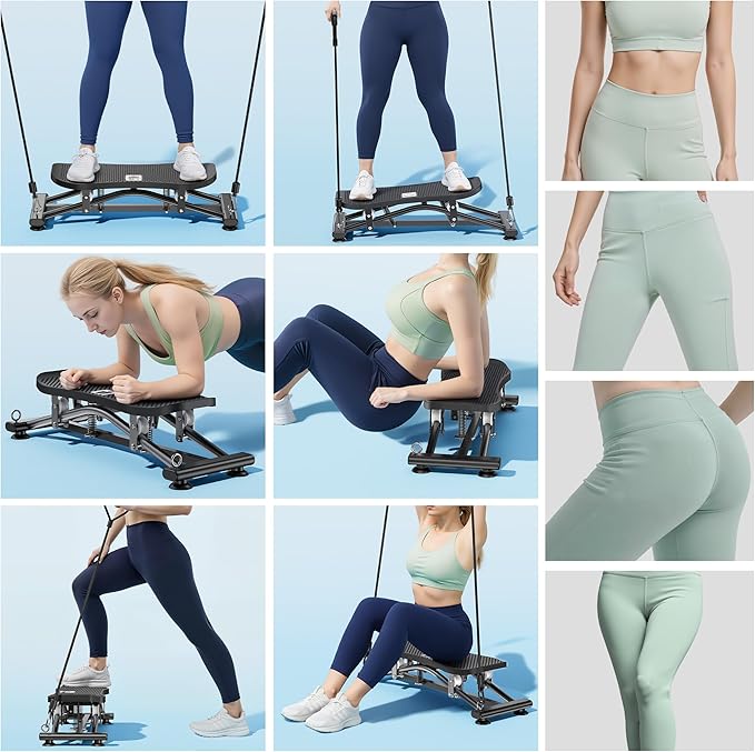 Balance Board with Resistance Bands, Versatile Rocking Stepper, Ski Machine & Wobble Board Featuring LCD Monitor, 330 lbs High-Capacity Side Steppers for Exercise at Home