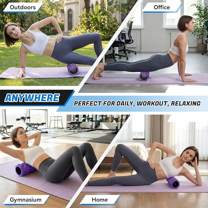 Foam Roller High Density Deep Tissue Massager for Muscle Massage Myofascial Trigger Point Release Improves Mobility Massage of The Back and Leg Muscles - 15" (Purple)