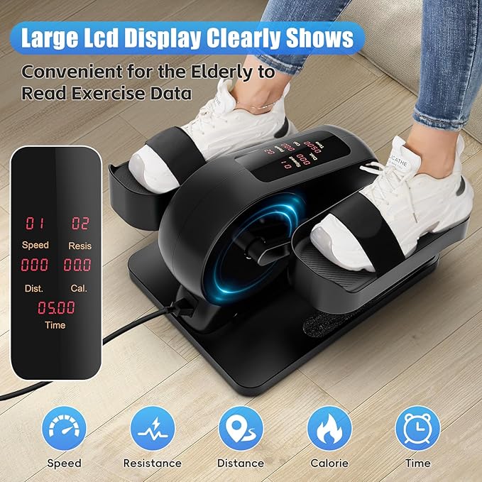 FUNMILY Under Desk Elliptical, Ultra-Quiet Elliptical Machine for Home, Upgraded Magnetic Control Leg Exerciser&12 Speeds Electric Elliptical for Seniors,100% Pre-Assembled Home Workout Equipment